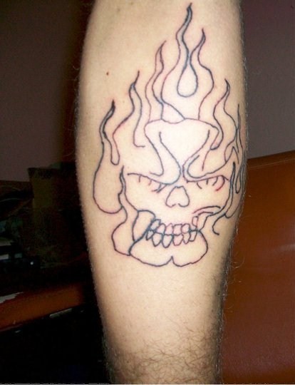 Bad Tattoos skull and flames Large Image Leave Comment