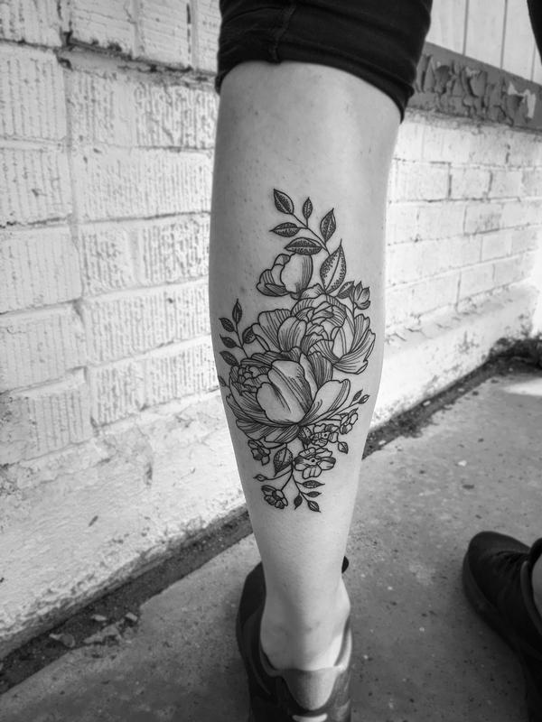 Deft Tattoo Studio Tattoos Cassie L Pen and ink peonies
