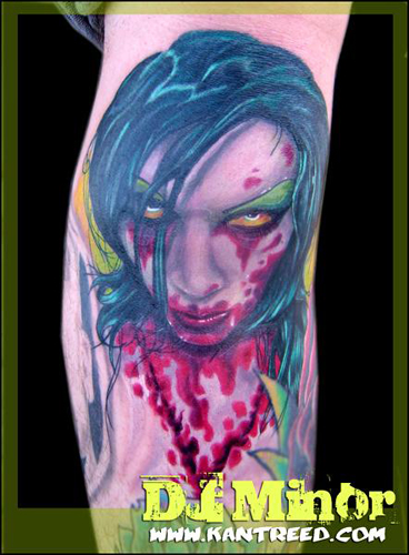 Tattoos - DJ Minor - Gore Whore, on a knee