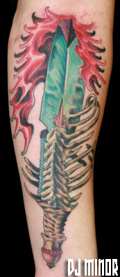 Tattoos - DJ Minor - spinal knife