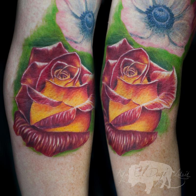 Tattoos - Red & Yellow Rose  - 111429