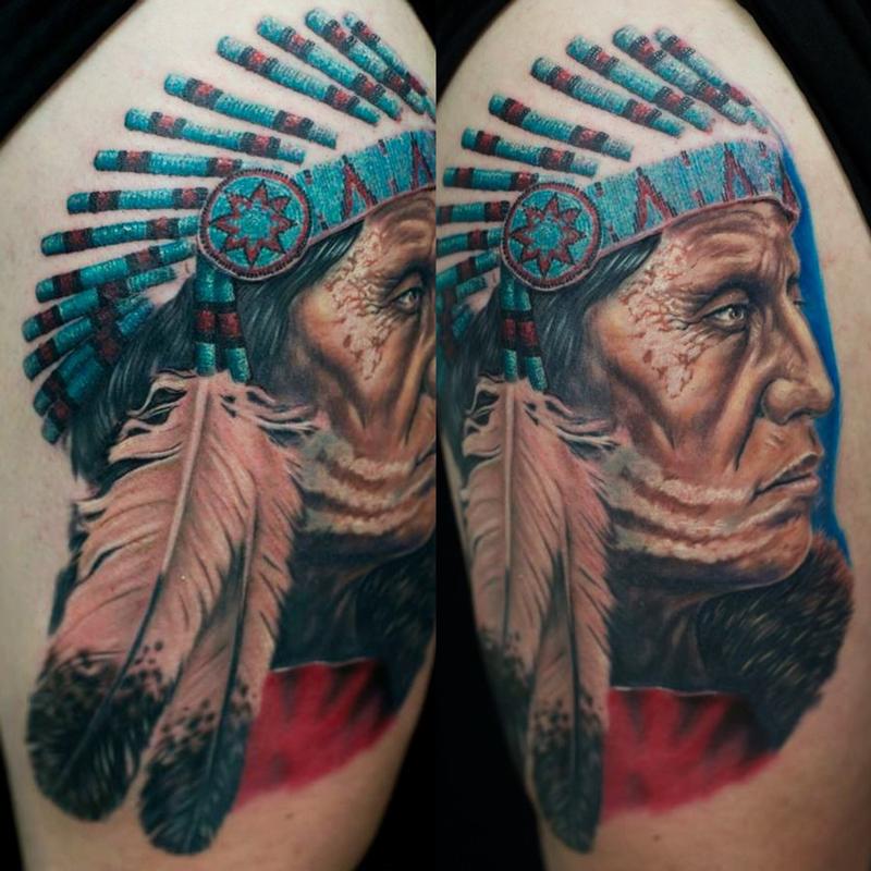 Tattoos - Native Elder War Chief  - 79688