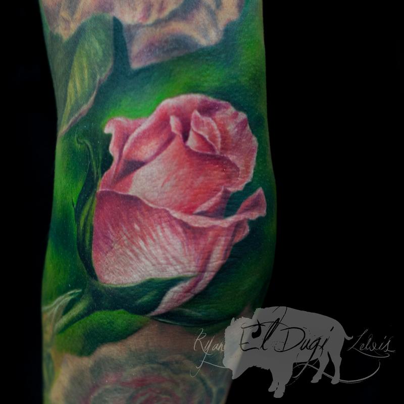 Tattoos - Pink Rose Bud  - 111431