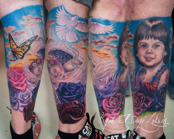 Tattoos - Baby angel sunrise portrait  - 85971