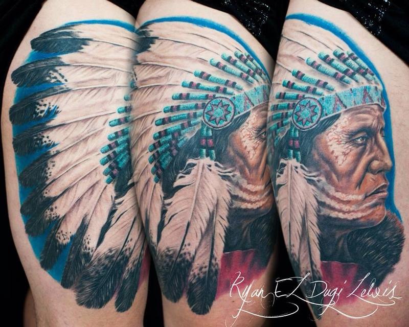 Tattoos - Native American Warchief Elder - 86061