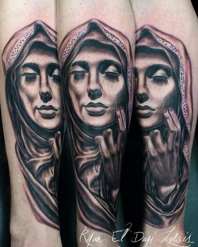 Tattoos - Virgin Mary Eyes Closed - 87521