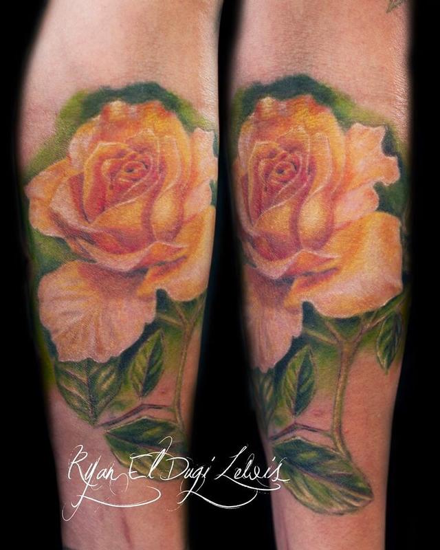 Tattoos - Healed yellow rose tattoo  - 97986