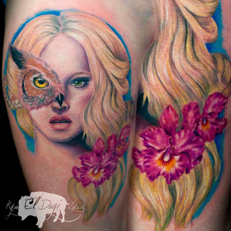 Tattoos - Owl Woman orchids - 108275