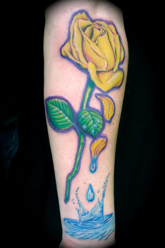 Tattoos - Noni Yellow Rose Tears & splash - 55134