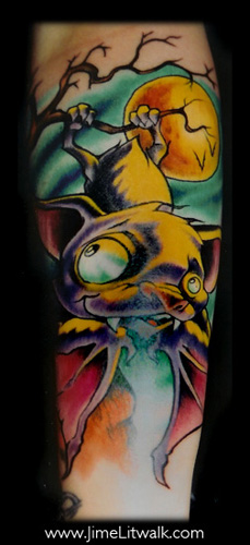 Tattoos - Ethnic Native American tattoos - Hanging Bat