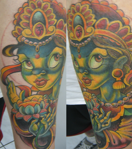 Looking for unique  Tattoos? female god and lotus