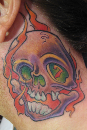 Looking for unique Tattoos Flaming Skull