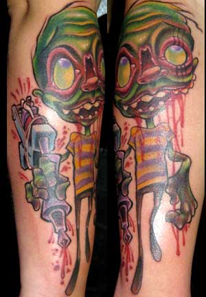 Looking for unique Tattoos Zombie with Tat Gun