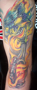 Tattoos - Flaming Piston - 15901