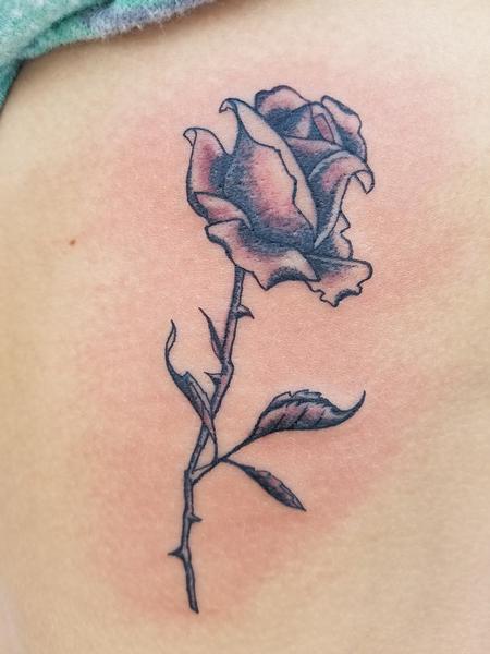 Tattoos - Black Stippled Rose Tattoo - 129385