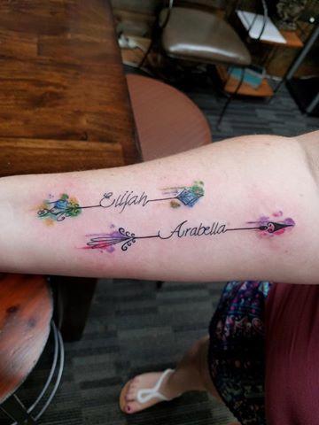 Script Water Color Arrows Tattoo Thumbnail