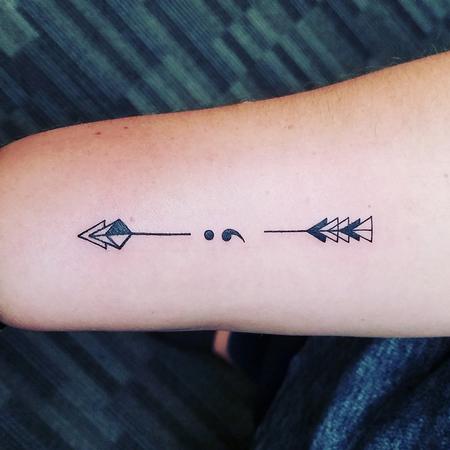 Geometric Semicolon Arrow Tattoo Tattoo Thumbnail