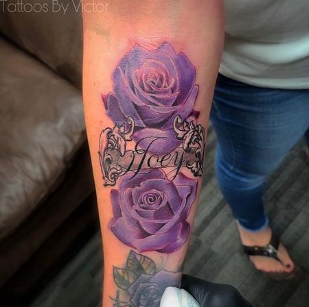 Tattoos - Purple Rose Memorial Piece - 142314