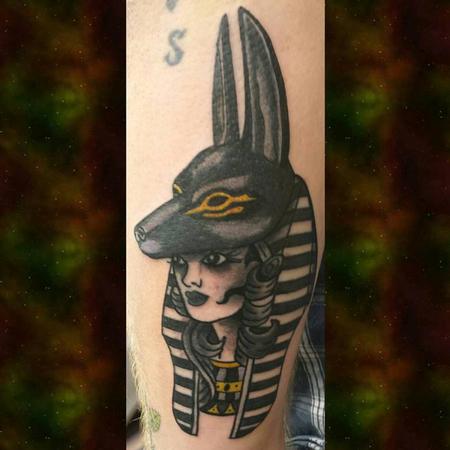 Tattoos - American Traditional Anubis Girl Head - 126634