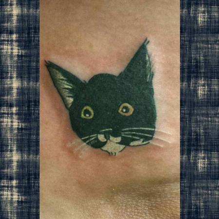 Tattoos - Black Kitty Head - Simple Tattoo Style - 127018