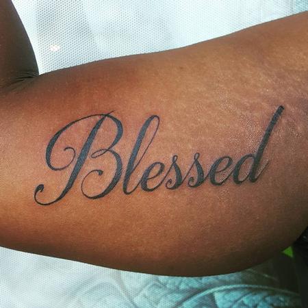 Tattoos - Blessed Script Tattoo - 127023