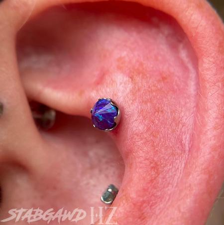 Tattoos - Helix piercing with an inverted Opal!  - 145335