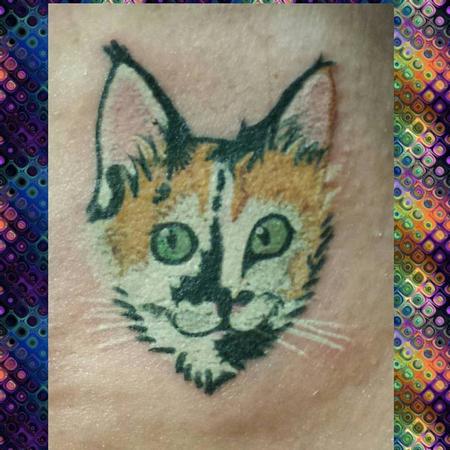 Tattoos - Calico Cat Head Tattoo - 127020