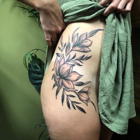 Black and grey flowers Tattoo Thumbnail