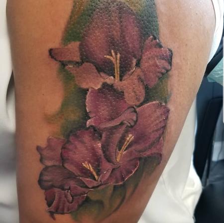 purple lilies Tattoo Thumbnail