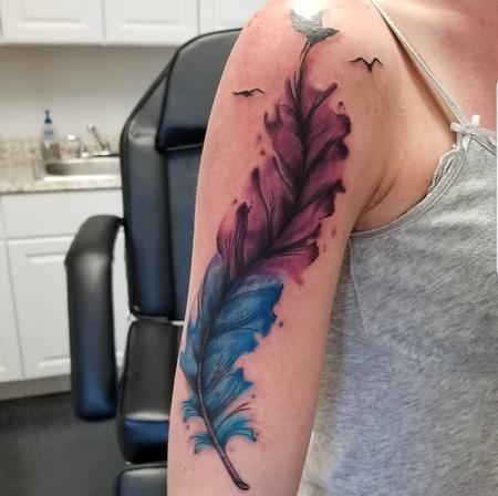 Tattoos - water colorish feather - 140011