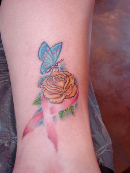 Tattoos - Breast cancer ribbon. - 65008