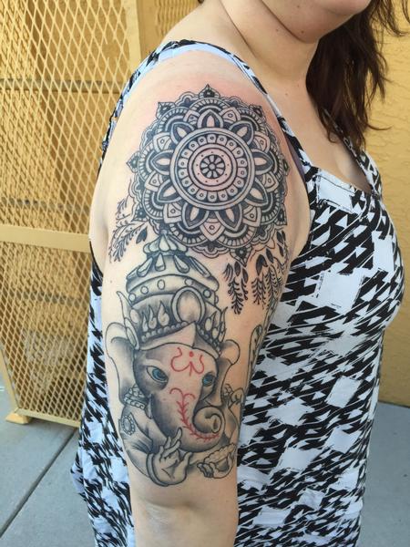 Tattoos - Ganesh and mandala - 109028