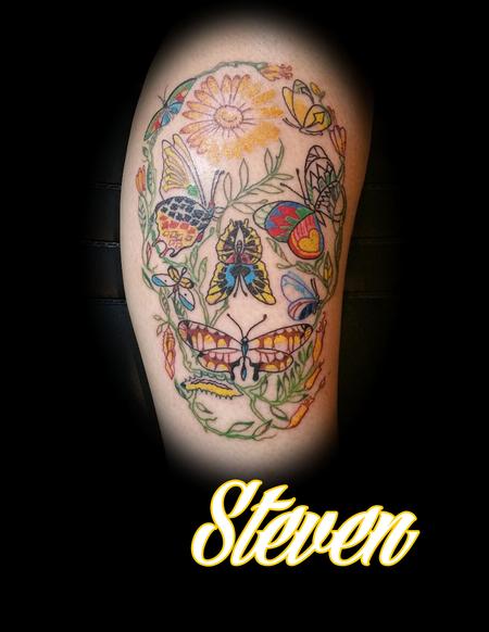 Tattoos - Flower Skull - 114310