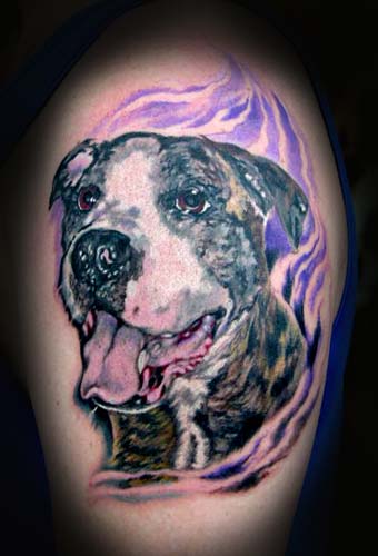 Comments This color portrait tattoo was done yesterday Clients best friend