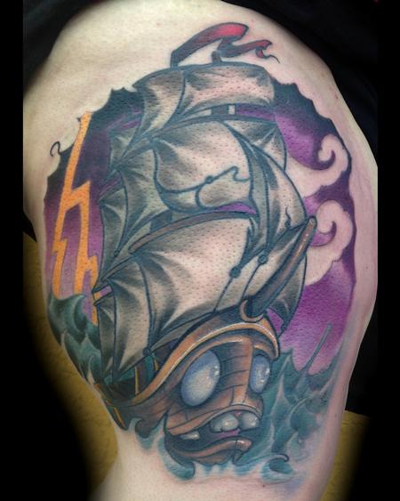 Tattoos - New school clipper ship - 104623