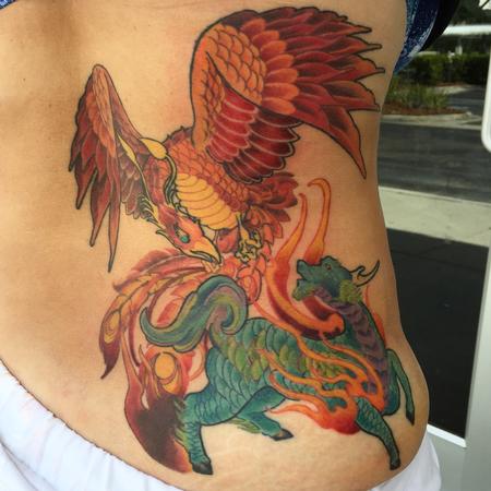 Phoenix and Kirin Tattoo Thumbnail