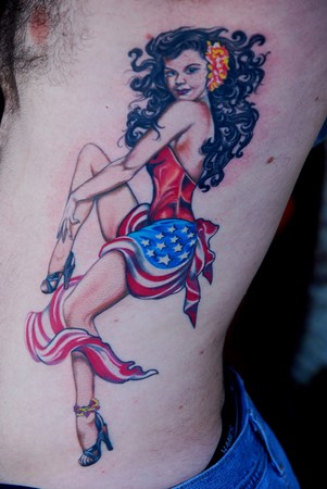 Comments Large ribs tattoo of new traditional pin up girl on Florida's