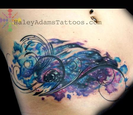 Haley Adams - Water color space tattoo