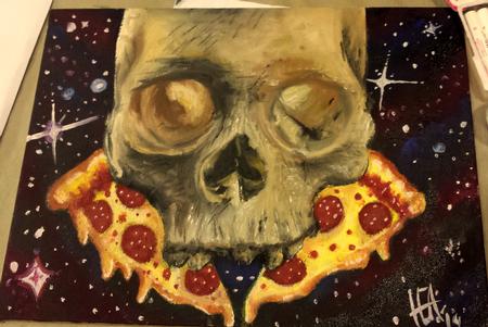 Haley Adams - skull pizza painting