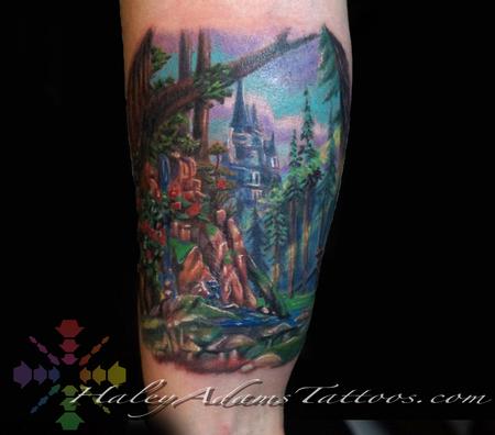 Haley Adams - Beauty and the Beast Forest tattoo