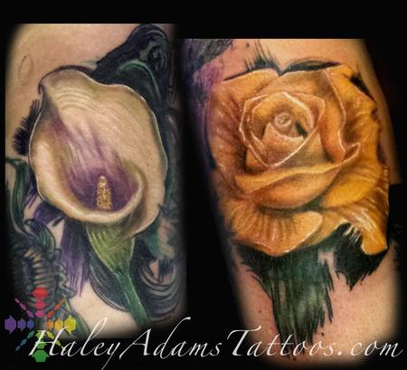 Haley Adams - flower tattoos