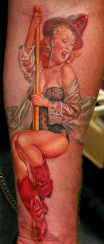 Tattoos - Fine Line tattoos - Fire Girl
