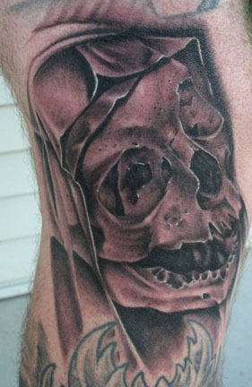 Tattoos - Biker tattoos - Skull w/ shroud
