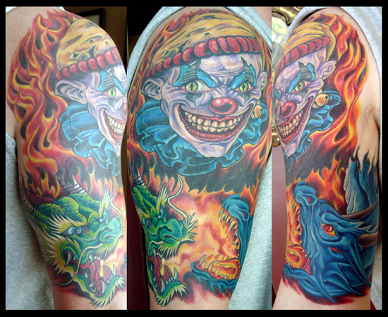 clowns tattoos. Tattoos. Tattoos Evil. clowns and dragons