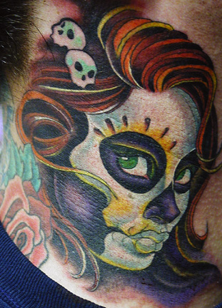 day of dead tattoos. Day of the dead neck
