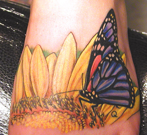 Tattoos Nature Animal Wildlife Butterfly and sunflower