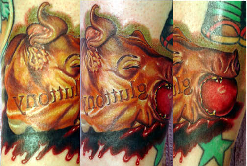 Tattoos - Severed Head tattoos - gluttony