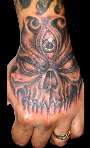 Tattoos - Dark Skin tattoos - skull hand