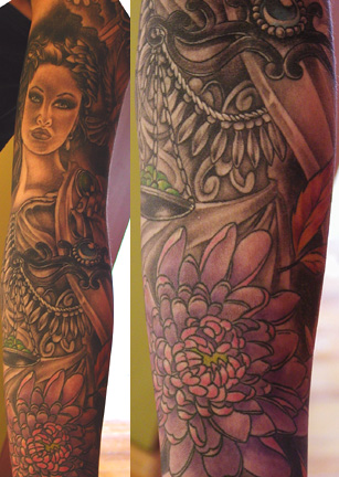 lady justice tattoo. the Lady Justice sleeve.