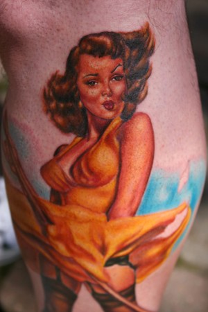 Tattoos - Tim Harris - Jeremy's Paradise Autumn Girl Detail